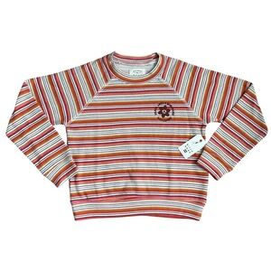 BILLABONG Big Girls Little Sister Crew Neck Fleece Pullover Stripe Top - Size S